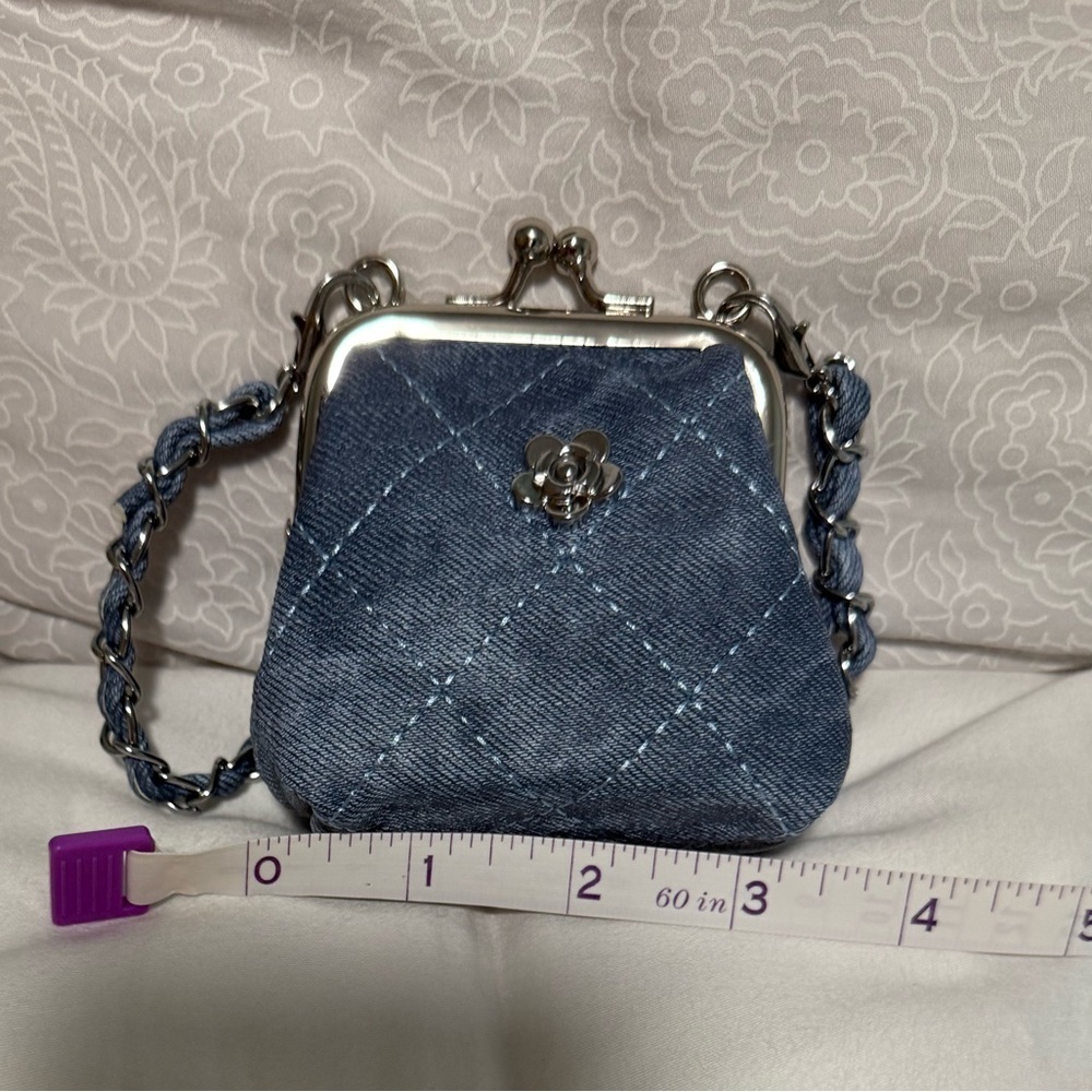 Mini Bag KISS LOCK Denim bag with handle, Crossbody! - Picture 4 of 6